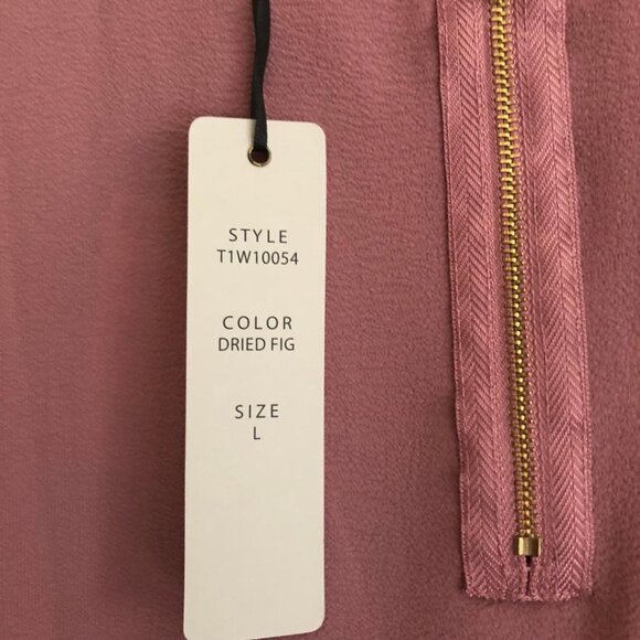 Olive & Oak, NWT, micro-sleeve, poly/spandex blouse, Sz: Lg, Color: Dried Fig - Picture 6 of 12